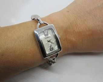 Vintage cuff nickel free bracelet Quartz watch / cuff Dress Watch /  ladies tank Watches /  Gift for her