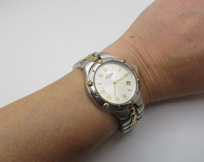 Vintage Rotary watch / Quartz watch / white faced watch / vintage gents Watch / watch / vintage sport  / gift for him (F6)
