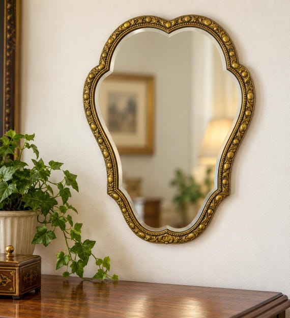 Vintage Wall Mirror / Made in England / with Gold Frame 1960s-1970's