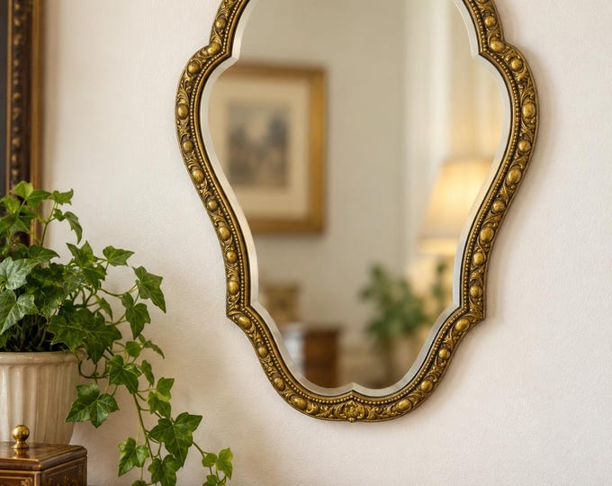 Vintage Wall Mirror / Made in England / with Gold Frame 1960s-1970's