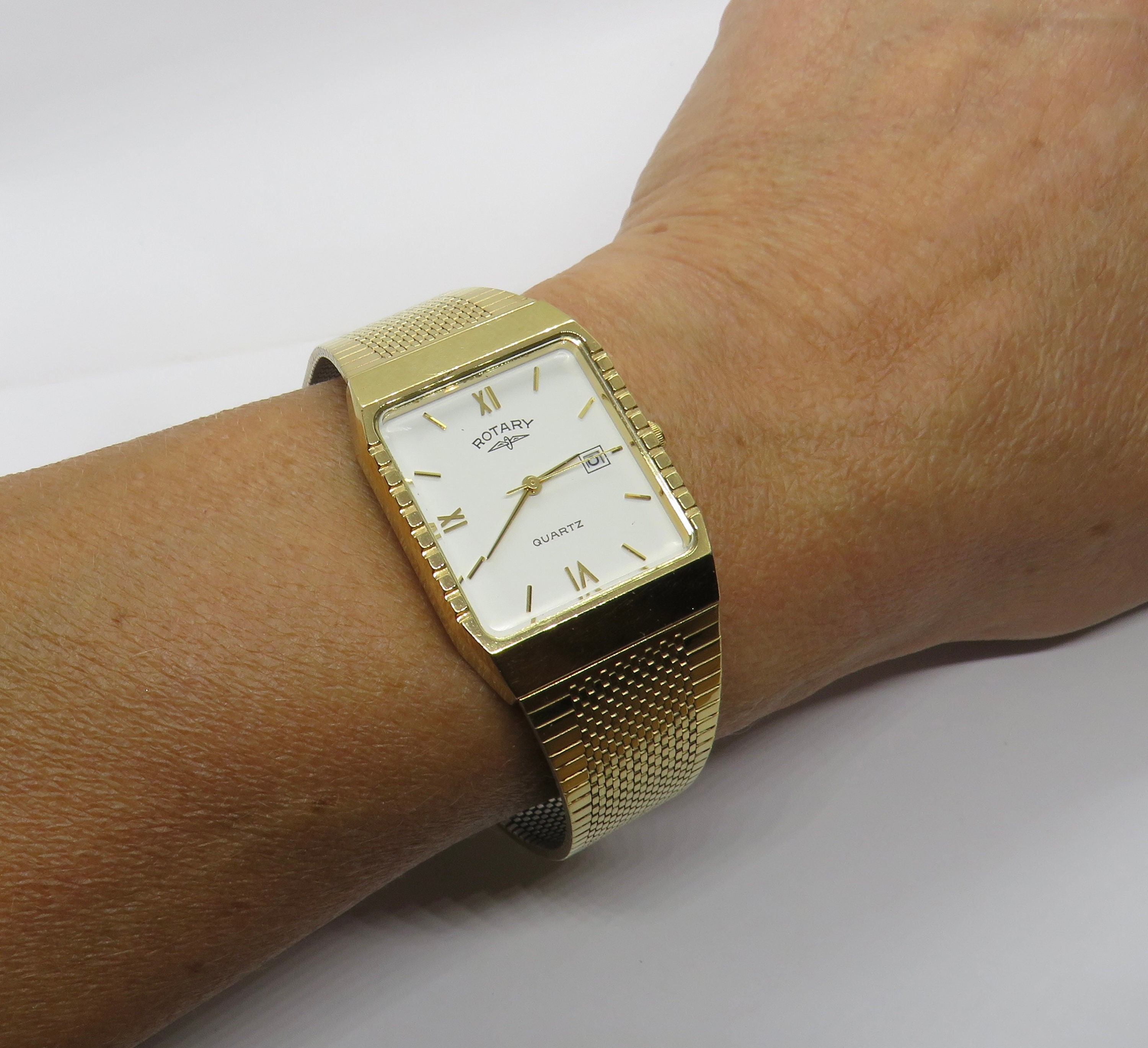 Vintage rectangle watch Gold plated tank dress watch gold Quartz watch gents Gold Plated Rotary Dress Watch Gift for him p24