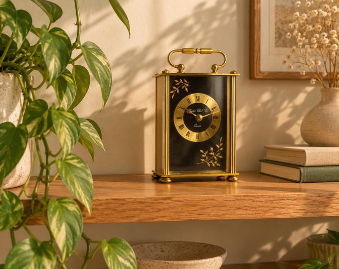 vintage clock  / London clock co / clock / Brass Mantel Clock /  clock  / vintage England /  Working clock