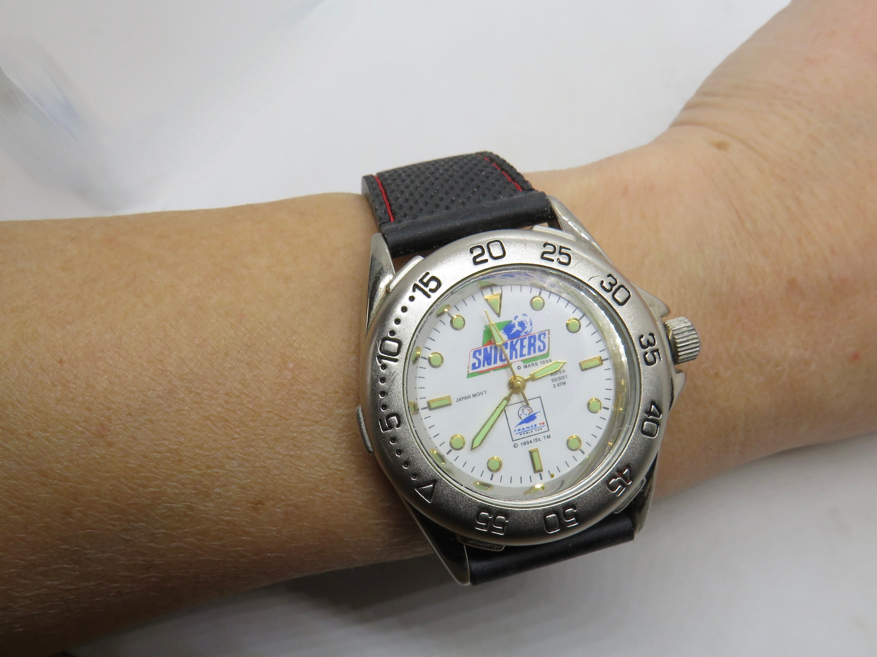 Vintage Snickers World Cup France 98 reloj promocional de fútbol