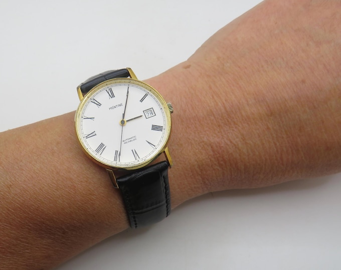 vintage mechanical watch / gold automatic watch / Montine / Winding watch / royal watch / u6
