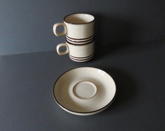 Vintage / Denby  discontinued / vintage tea cup saucer set / Claire Bernard / Rare Espresso / retro coffee / made in England