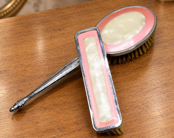 Vintage Vanity Brush Set / vintage gift  / 2 Piece Vanity Brush Set / 60s set / Gift for her (A-BOXED)