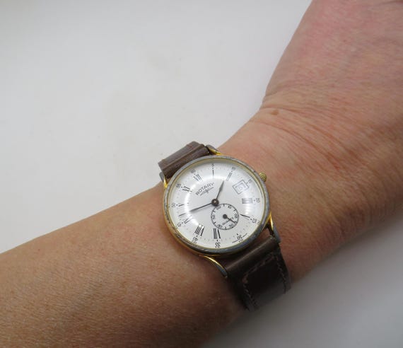 Vintage watch watch / sub dial Gold Rotary dress watch / gold Quartz watch / gents Gold Plated  Dress Watch / Watch / Gift for him e1