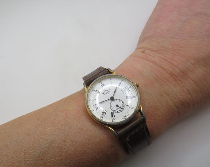 Vintage watch watch / sub dial Gold Rotary dress watch / gold Quartz watch / gents Gold Plated  Dress Watch / Watch / Gift for him e1