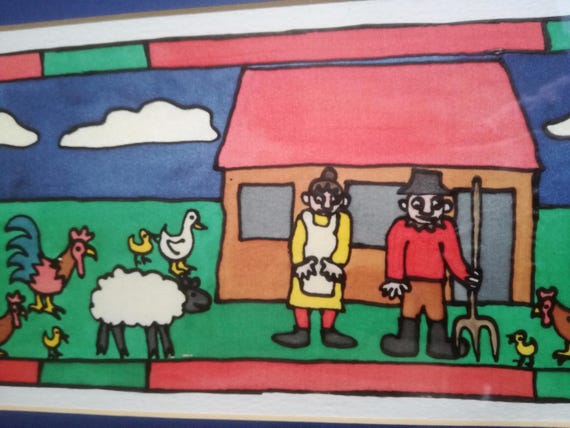 Farm / signed Art print / farmyard / Rare Limited Edition / framed farm art / modern art /
