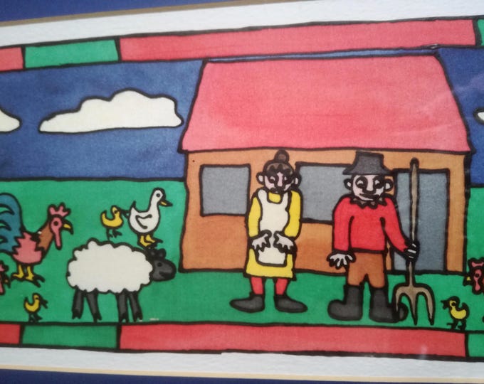 Farm / signed Art print / farmyard / Rare Limited Edition / framed farm art / modern art /