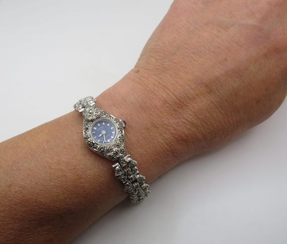 Vintage marcasite cocktail watch / Rotary Art Deco watch / womens Dress Watch /  ladies Watch /  Gift for her  u5