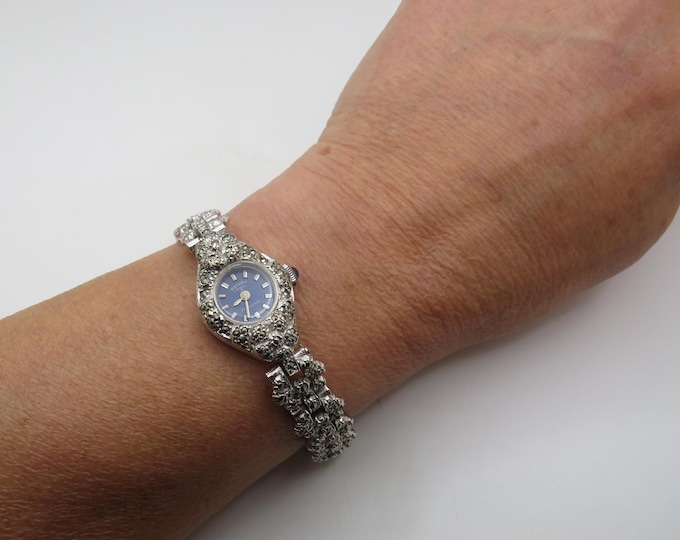 Vintage marcasite cocktail watch / Rotary Art Deco watch / womens Dress Watch /  ladies Watch /  Gift for her  u5