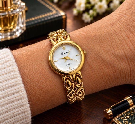 vintage gold Carvel watch / 7" wrist size watch / vintage womans  90s watch / vintage Watch / watch  ladies  watch (ZA15)