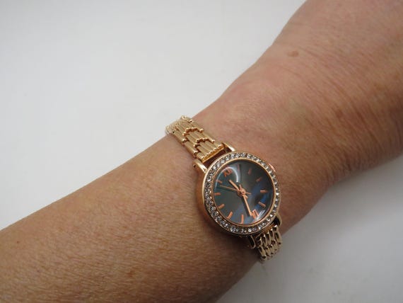 Rose Gold & Green Watch: Vintage Style Bracelet Watch (BB4)