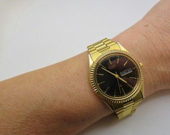 watches / citizen dress watch / gold Quartz watch / gents Gold Plated  Dress Watch / Gift for him (d1)