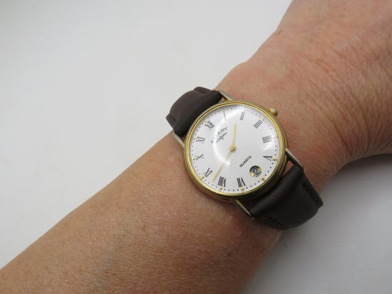 Vintage watch watch / white dial Gold Rotary dress watch / gold Quartz watch / gents Gold Plated  Dress Watch / Watch / Gift for him v27