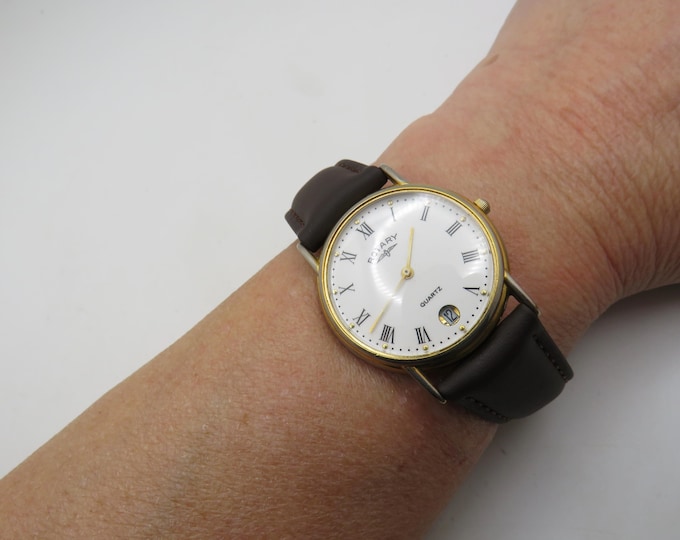 Vintage watch watch / white dial Gold Rotary dress watch / gold Quartz watch / gents Gold Plated  Dress Watch / Watch / Gift for him v27