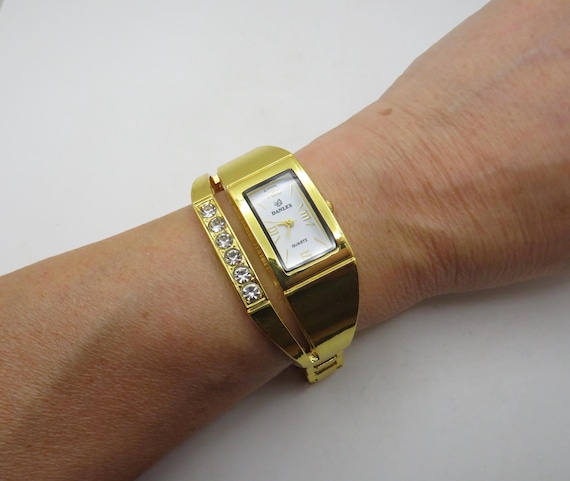 Vintage Gold Plated Bracelet Watch Charm, Classic Ladies Style (BB13)
