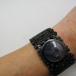 Vintage Fashion Watch / womens d&g watch / black diamond bling watch / quartz watch / metal watch / vintage ladies (v25)