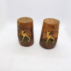 Vintage Bambi Salt and Pepper Shakers, Mid-Century / vintage kincardine canada  / wooden salt and pepper / Kitchenalia