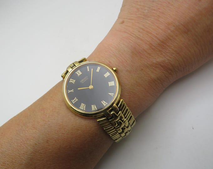 seiko watches /  sports watch / gold watch / gents 7.6" wrist / Gold Plated  Dress Watch / Gift for him (R1)