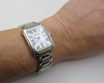 Vintage Ladies Curations Quartz Square Face Stainless Steel Wrist Watch 7.5\