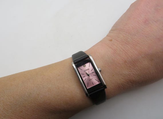 Vintage rectangle pink womens watch  / watches /  watch /  designer Watch / womens Watches /  Gift for her (g6)