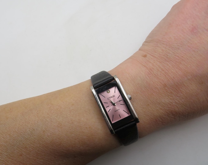 Vintage rectangle pink womens watch  / watches /  watch /  designer Watch / womens Watches /  Gift for her (g6)