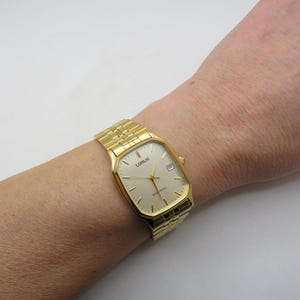 Vintage rectangle watch / tank Watch 7.7" wrist max  / gold watch / quartz watch / Vintage Lorus Watch / f31