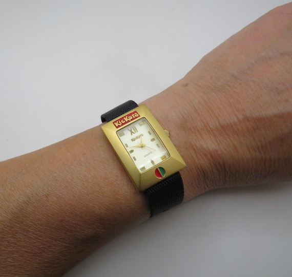 vintage rectangle Kickers fashion watch / vintage womens  Watch / gold watch / vintage sport  / watch / ladies watch  (e18)