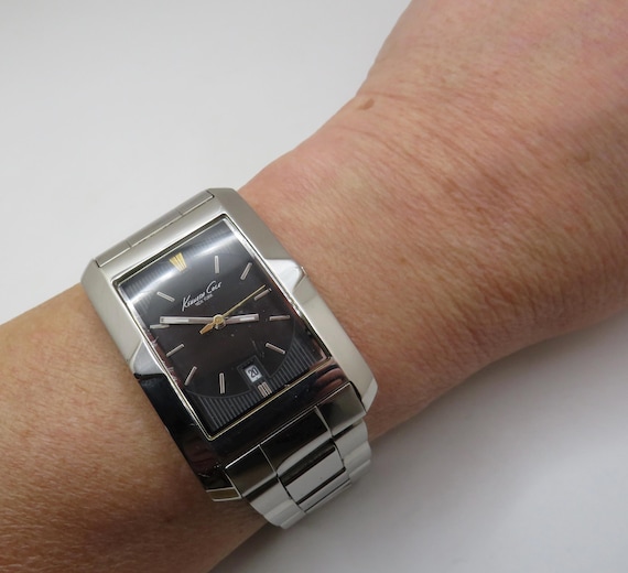 Rectangle watch / Kennith Cole Quartz watch / gents Dress Watch /  fashion Watch / Gift for him (v9)
