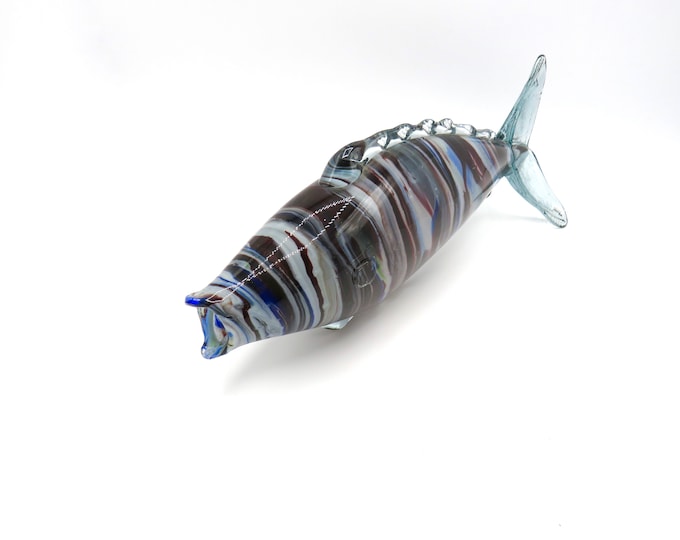 vintage glass fish / Murano glass / Large Exotic glass / 13" glass Fish / vintage glass / retro glass / glass fish / vintage fish /