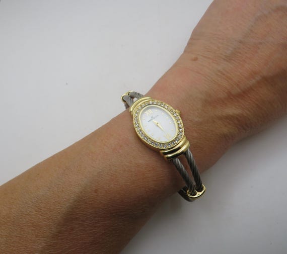 Vintage Anne Klein Gold Bangle Watch: Diamond Accent, Ladies Dress Watch (W14)