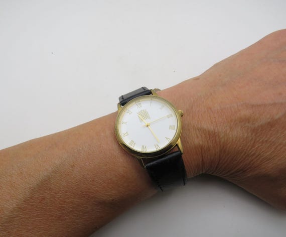 Vintage Gold Plated Dress Watch: Portcullis Crown, Leather Strap (X14)