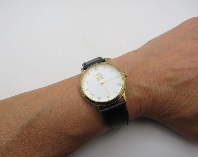 Vintage watch / portcullis with chains royally crowned / gold Quartz watch / gents Gold Plated  Dress Watch / Gift for him (x14)