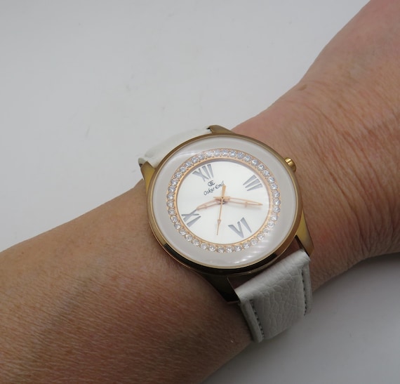 vintage fashion Diamond dial watch / Oskar Emil  / white watch / vintage sport  / watch / ladies  watch (w5)