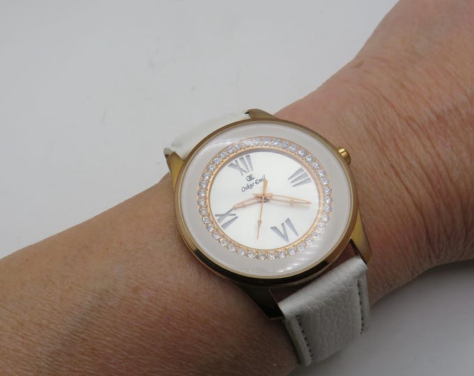 vintage fashion Diamond dial watch / Oskar Emil  / white watch / vintage sport  / watch / ladies  watch (w5)