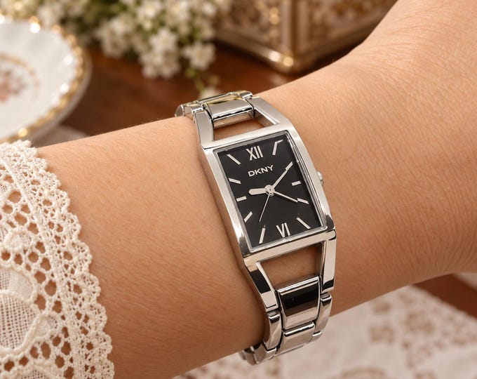 Vintage tank watch / Square dress watch / DKNY Quartz watch / womens watch Dress Watch /  ladies Watch /  Gift for her