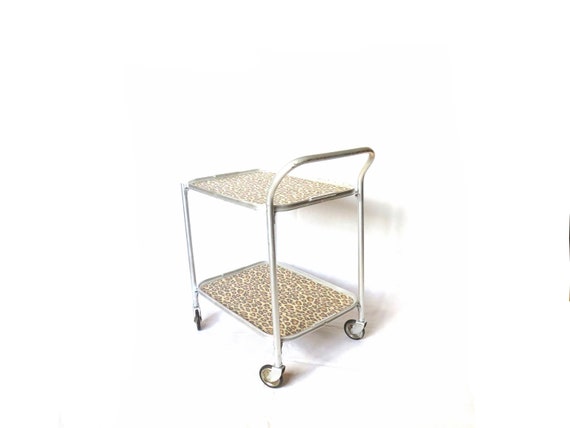 vintage Bar cart / stainless steel bar cart / retro Bar Trolley  / 2 tier / Bar Cart trolley / 1960's / 1970s  cart / bar cart / movie prop