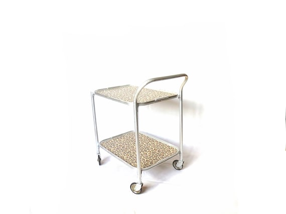 vintage Bar cart / stainless steel bar cart / retro Bar Trolley  / 2 tier / Bar Cart trolley / 1960's / 1970s  cart / bar cart / movie prop