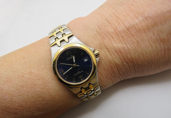Vintage sports watch / ellesse Swiss watch Blue dial /  90s Watch / 6.3" wrist /   Womans Watch /  Gift for her (p19)