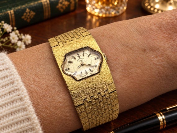 Vintage Rotary Gold Tone Mechanical 70's Watch, Small Cocktail Dress Wristwatch