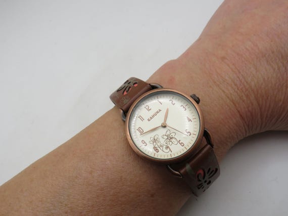 Surf watch / Flower dial /  Quartz watch / bronze Dress Watch / womens Watch / Gift for her  (v11)