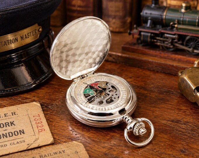 Vintage Train pocket watch / Glory of steam mechanical watch / Pendant Watch Steam train /  Gift for her (RW3)