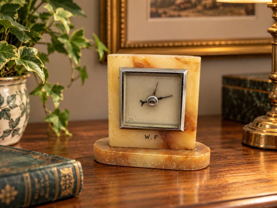 Art deco Stone Barometer  vintage gift gauge  (RB)