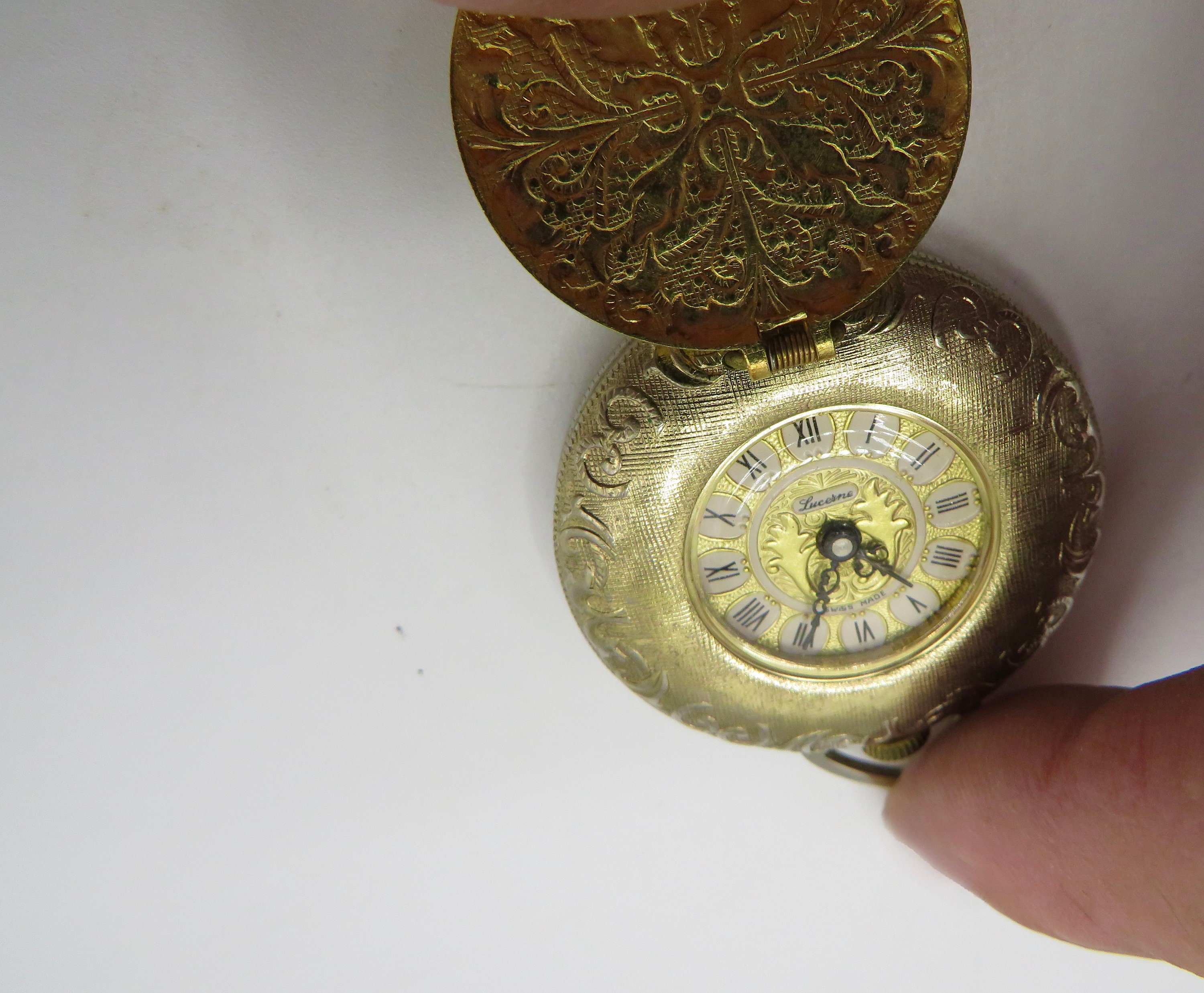 Vintage Pocket Watch Gold Mechanical Watch Swiss Made Lucerne