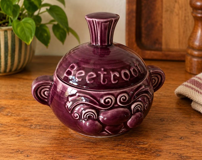 Sadler Ceramic Beetroot Pot Double Sided Purple Face 1960/70’s Vintage Retro Vgc
