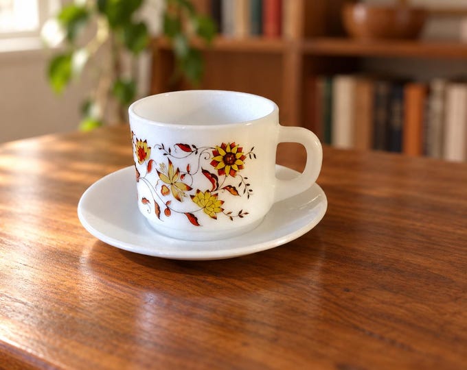 Vintage Arcopal tea set / France  Design / 12x cup and saucer set  / Retro pyrex / 1970s plate / JAJ Vintage / Pyrex plate  / pyrex /