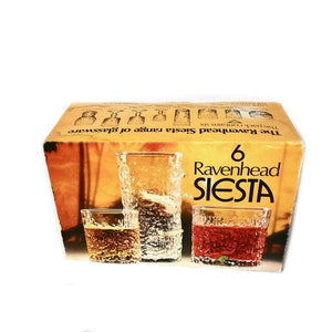 Vintage bar / szklanki do ravenhead siesta 5 oz / szklanki z lat 60. / zestaw 6 jak nowe / zestaw szklanek / nieużywane w pudełku