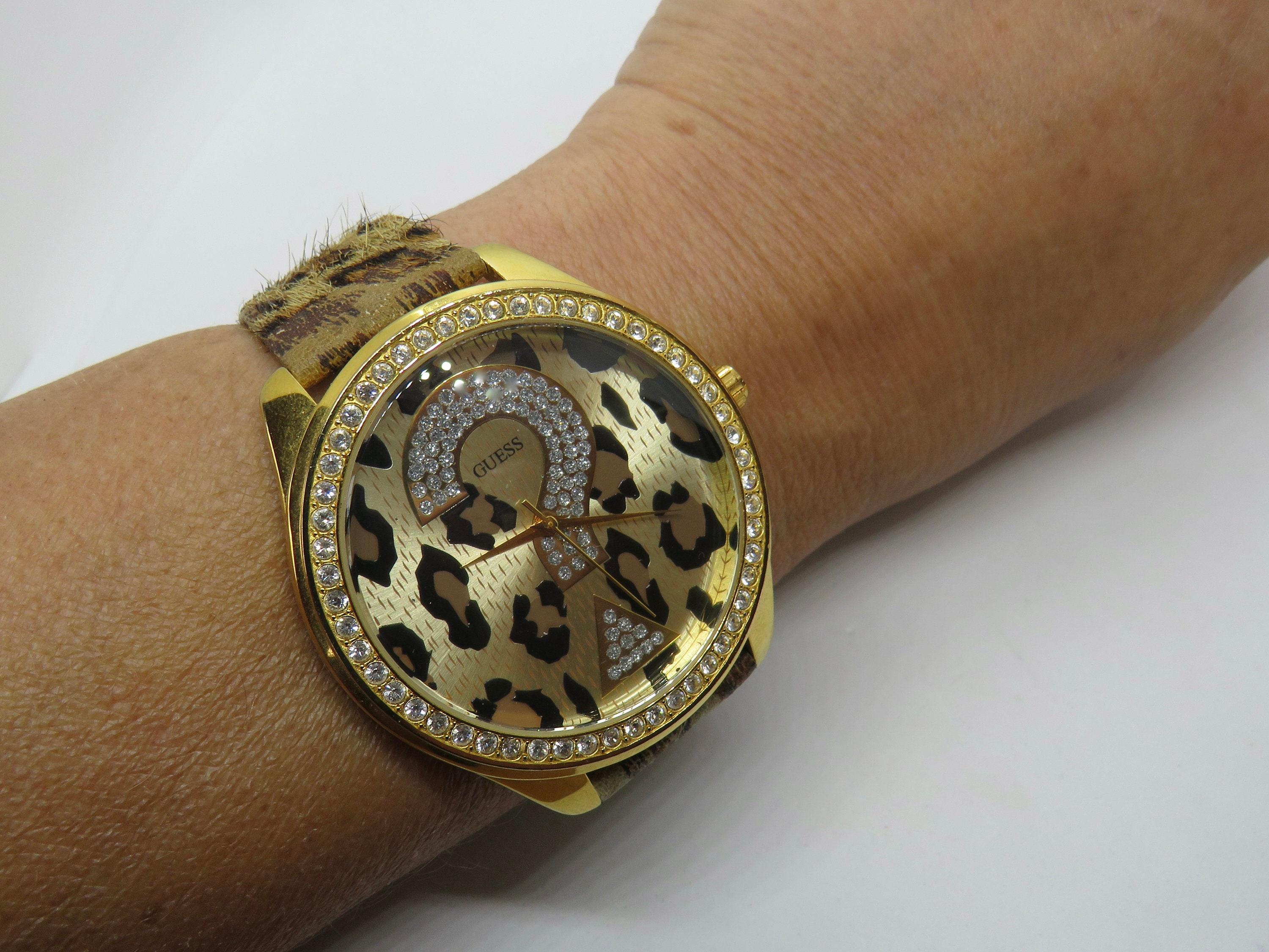 Leopard Print Watch Guess Leopard Watch Diamond Watch Quartz Watch Watch Vintage Watch Large Watch Etsy Ireland